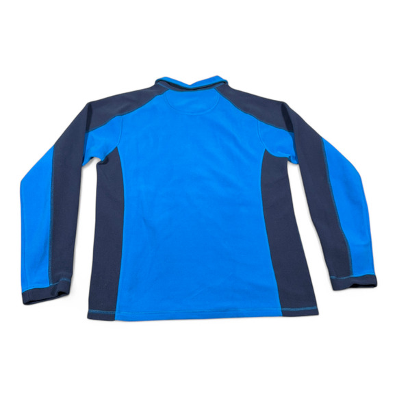 LL Bean Sweater Adult MEDIUM Blue Fleece Colorblock 1/4 Quarter Zip Pullover - Picture 3 of 8